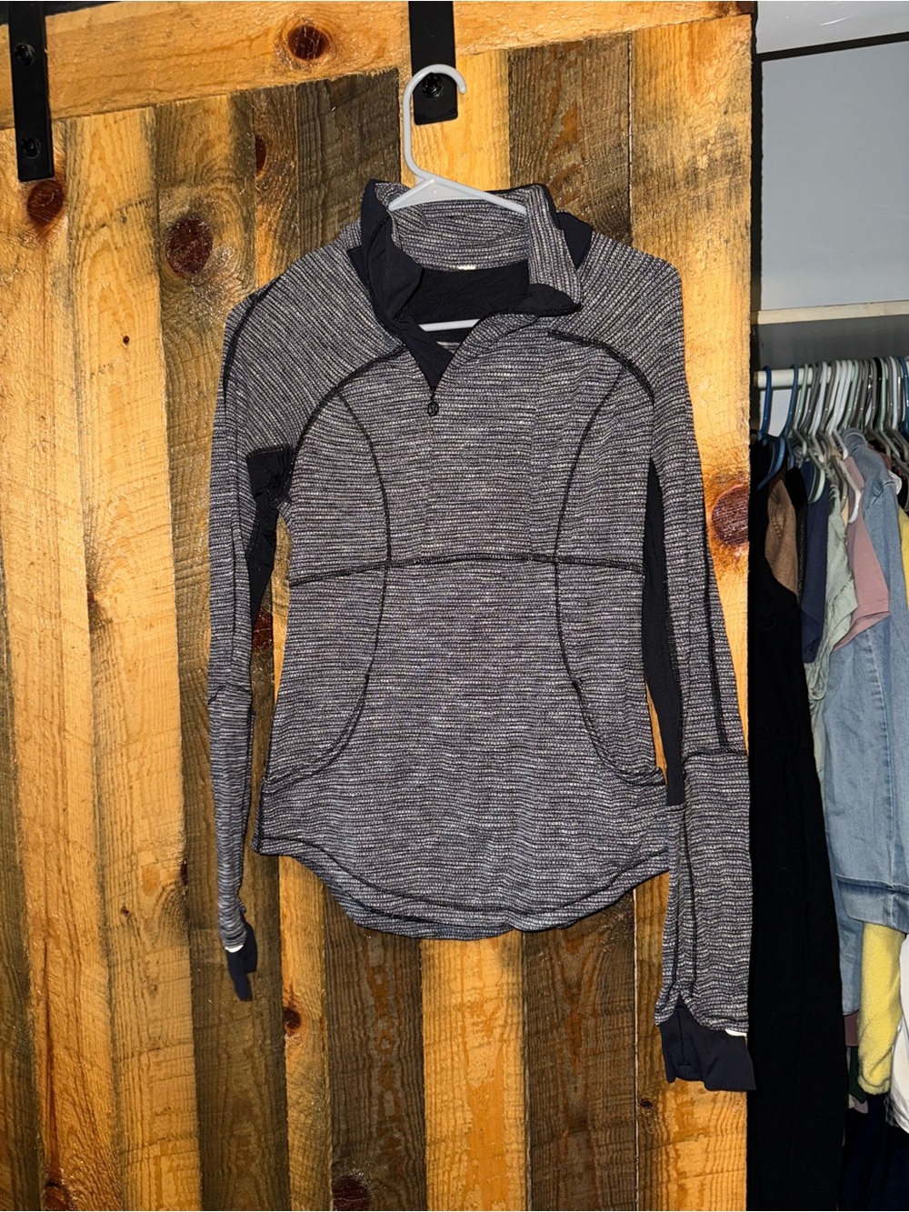 lululemon athletica Heathered Gray Half-Zip Pullover with Black Accents